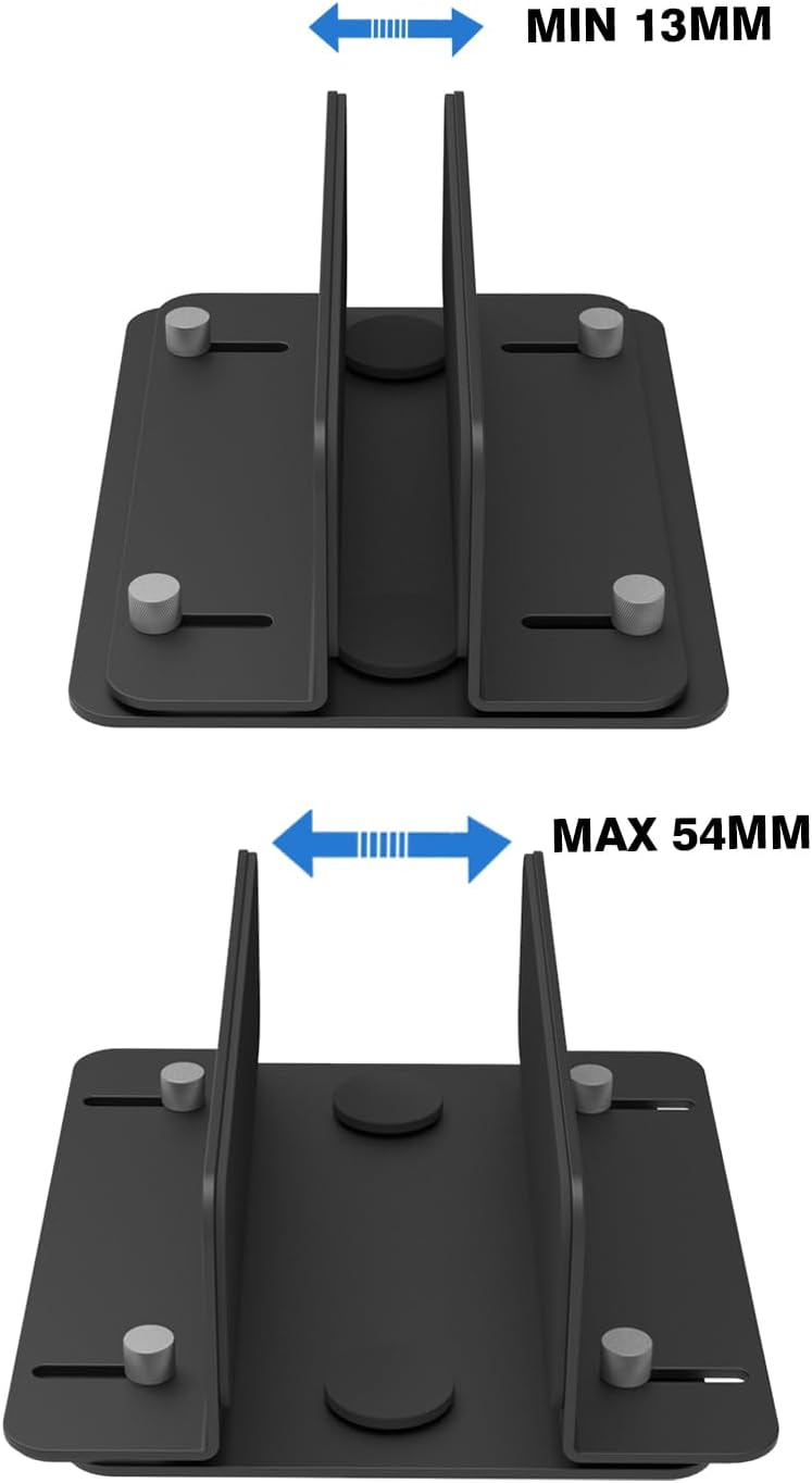 Adjustable Metal Desktop Stand Holder for Laptop, Mac mini M1/M2/M4, Router, Switch, Mini PC,MacBook, Keyboard – 13mm to 54mm Width, Space-Saving, Sturdy & Scratch-Proof
