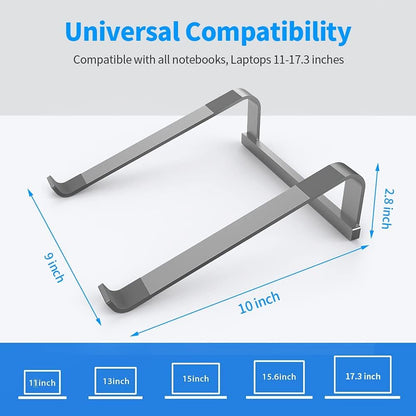 LENRUE Laptop Stand for Desk，Stable MacBook Pro Stand，Ergonomic Aluminum Computer Riser for 12 13 15 16.2 inch ，Computer Cooling Stand for Mac MacBook Pro Air,HP, Dell, More PC Notebook (Silver)