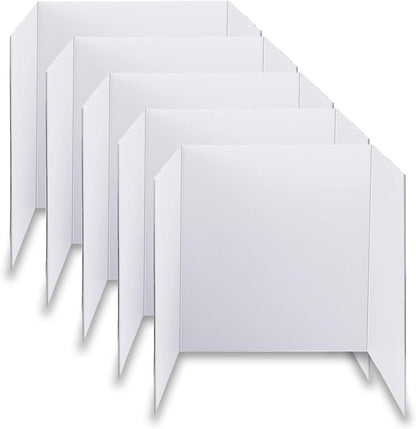 LonlyEagle Trifold Poster Board, 24" x 16", 3-Pack, White Corrugated Project Boards for Science Fairs, School Projects, Event Displays