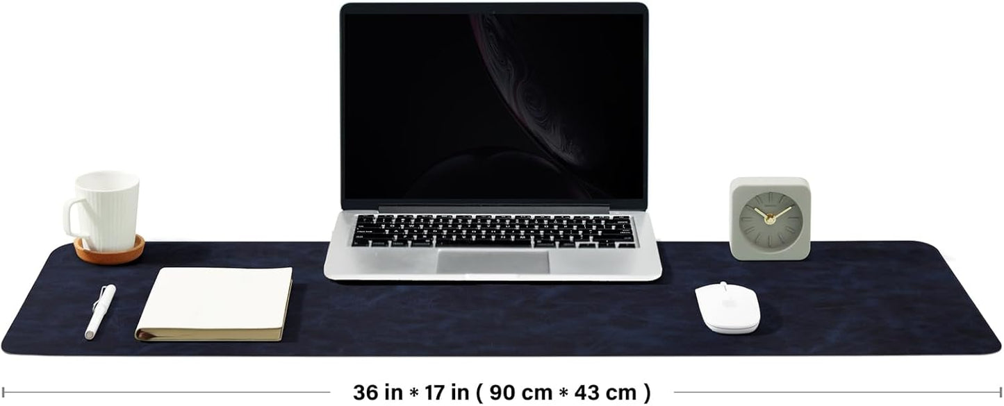 Distressed Leather Desk Mat - Non-Slip PU Desk Pad for Office and Home - Desk Organization and Accessories - Ideal for Large Mouse Pad and Desk Mats on Top of Desks(Tan,36"x 17")