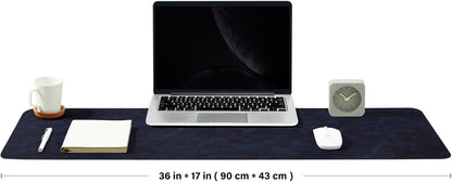 Distressed Leather Desk Mat - Non-Slip PU Desk Pad for Office and Home - Desk Organization and Accessories - Ideal for Large Mouse Pad and Desk Mats on Top of Desks(Tan,36"x 17")
