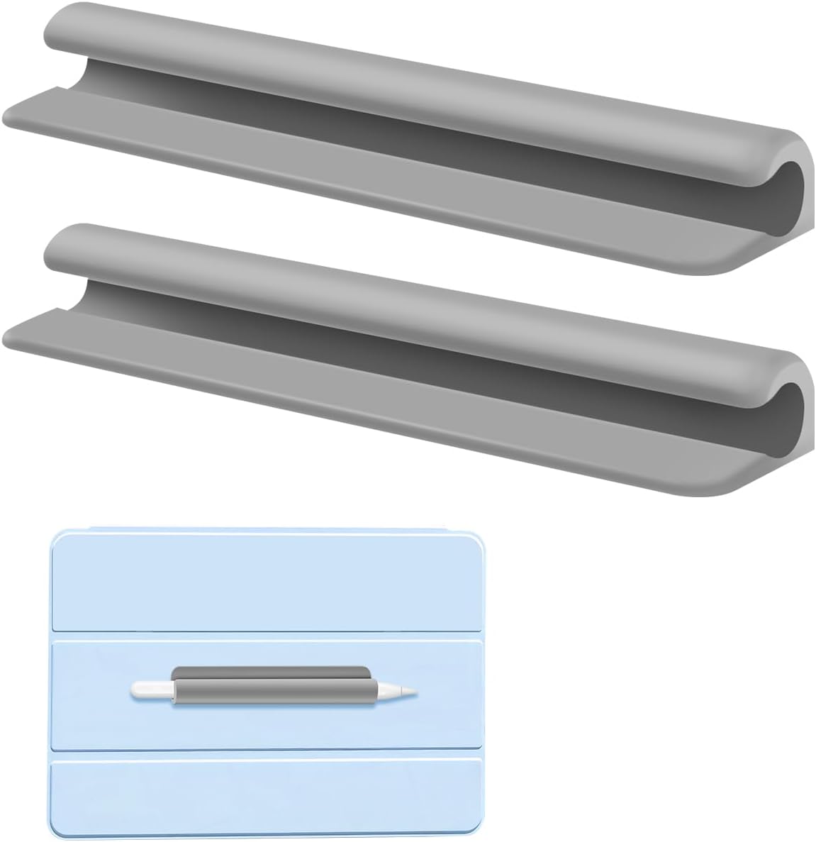 eZAKKA 2PCS Silicone Pencil Holder, Stylus Holder For Stylus Pens,For Most Pens,Pencils,Self-Adhesive Stick To Notebooks,Diary, Desks,Tablet, Black