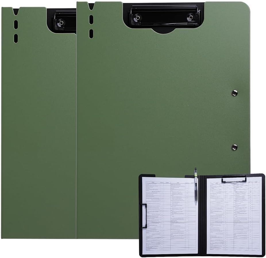 FRETONBA Clipboard Folder, A4 Foldable Clipboard with Horizontal and Vertical Double Metal Clips, 360 Degree Foldable Binder Clipboards with Pen Holder, File Cover Work Folder Clipboards, Blue