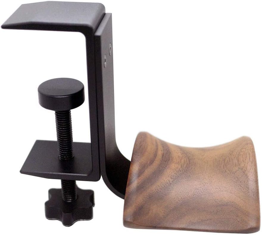 YANGMEI Under-Desk Mount Headphone Hanger Holder Headset Stand Walnut Wood Headphone Rack Hook Desk Tabletop Tape Under-Desk Mount Headphone Hanger Holder for Audio,Studio & Gaming Headphones