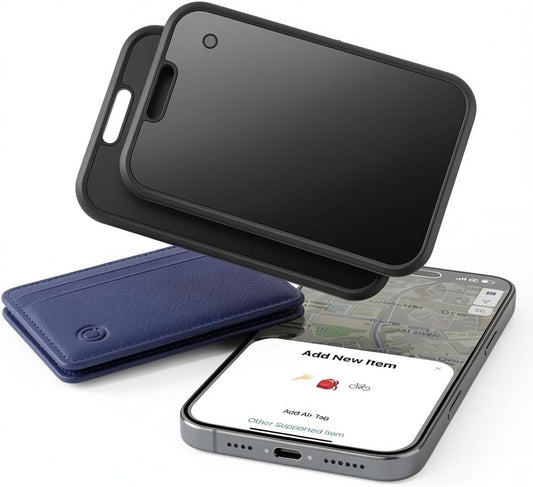 2 Pack Wallet Tracker Card [Apple MFi Certified] Work with Find My(iOS Only)Wireless Charging Ultra Thin Bluetooth Air Tracking Card Tags Waterproof Key Finder Item Locator for Passports Purse Luggage