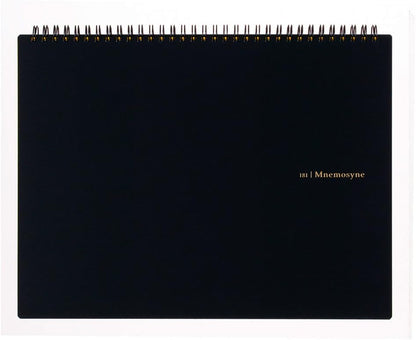 Maruman Mnemosyne Grid Notebook- Horizontal A4 Layout, 8.27" x 11.69", 70 Sheets / 140 Pages, 5mm Graph Paper Journal, Perforated Pages & Wire-Bound to Lay Flat, Black, Made in Japan