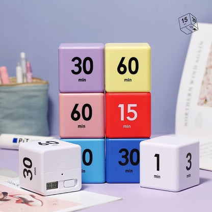 Feilifan Cube Timer, Productivity Cube Flip Timer for Kitchen Studying Workout Classroom Kids ADHD 15-20-30-60 Minute Preset, White