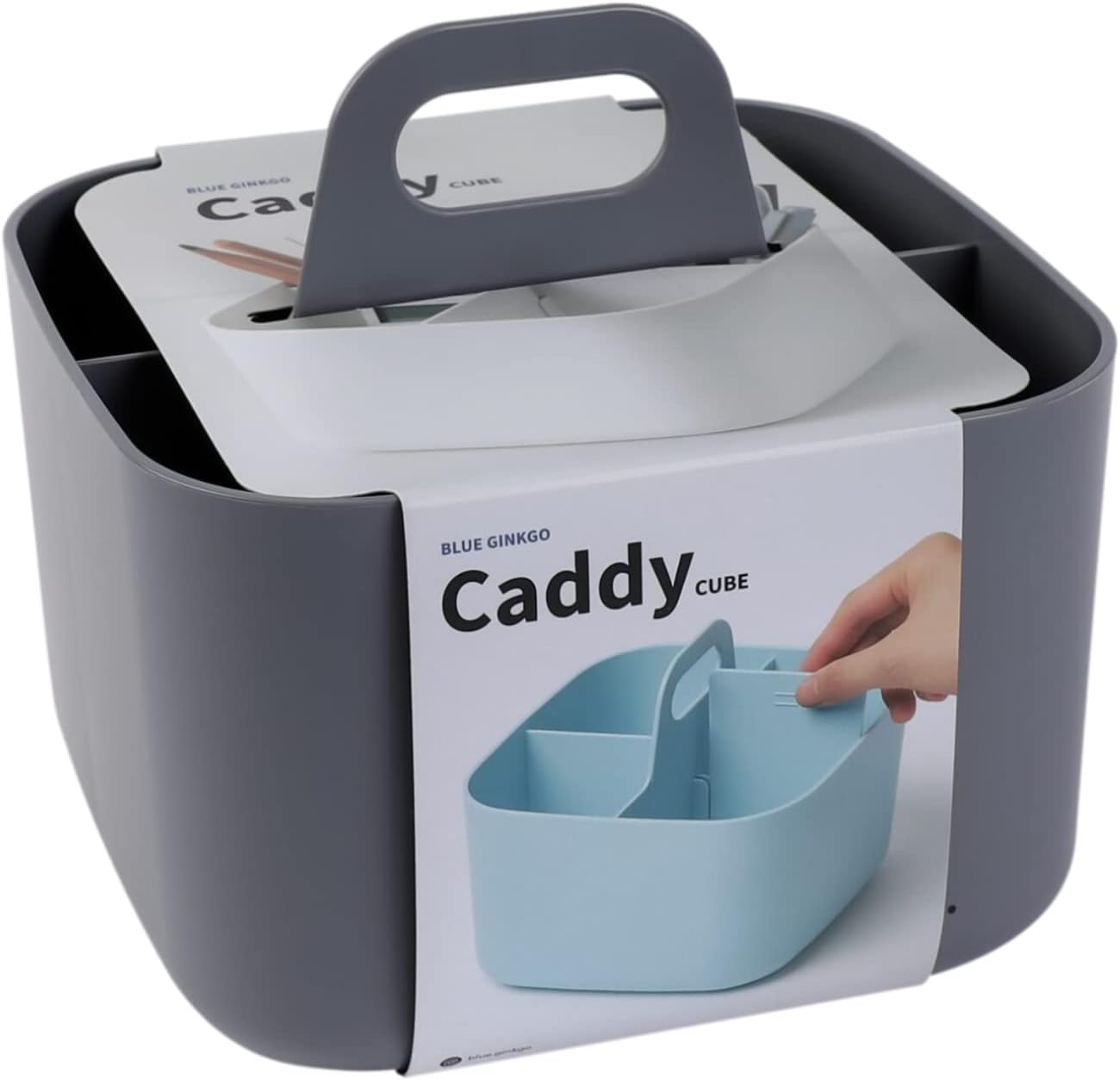 BLUE GINKGO Stackable Organizer Caddy – Korean-Made Portable Tote for Bathroom, Office, Crafts, or School Supplies (Rectangle, White)