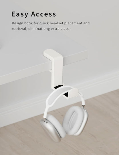 Headphone Hook - Under Desk Headphone Holder with 360-Degree Adjustable Rotation, Black