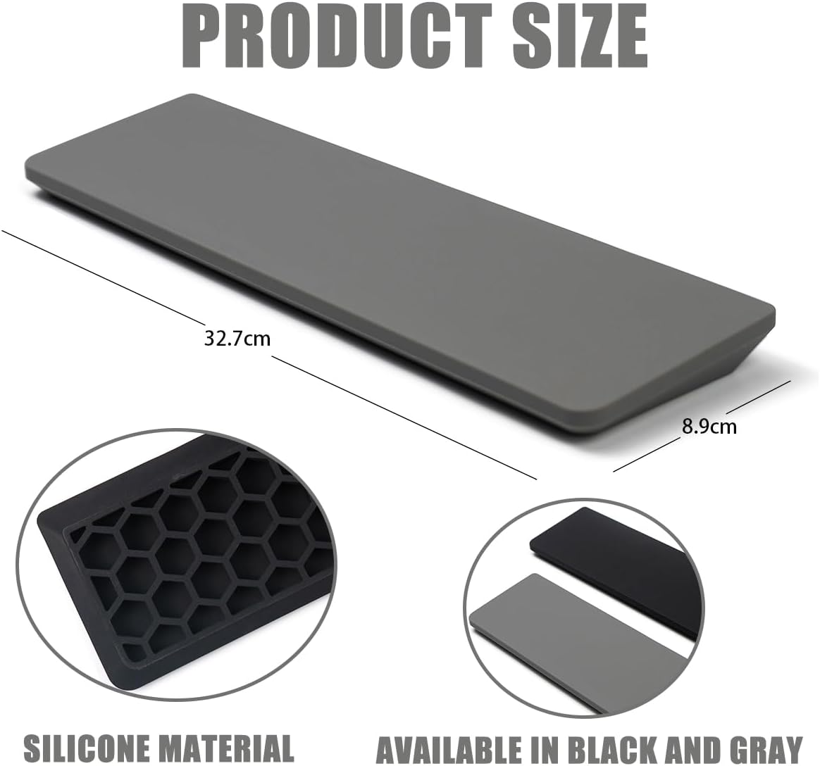 Ergonomic 75% Keyboard Wrist Rest-12.8" Silicone Non-Slip Keyboard Cushion, Computer Wrist Rest, Relief of Hand Pain(Grey)