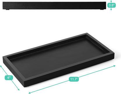 ALELION 8" Acacia Wood Bathroom Vanity Tray for Counter - Dresser Top Tray for Perfume Jewelry Candle Key Catchall - Small Kitchen Countertop Organizer for Soap Dispenser and Sponge Holder