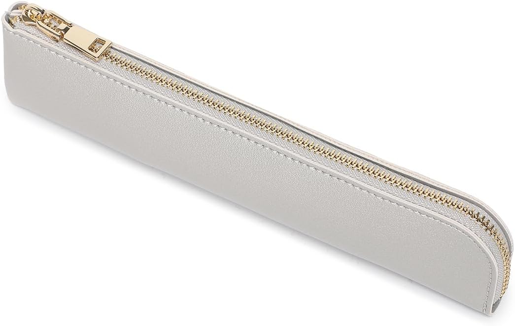 Canvas Pencil Case Small Pencil Pouch Slim Lightweight Pen Case Holder Cute Zipper Bag for School Office