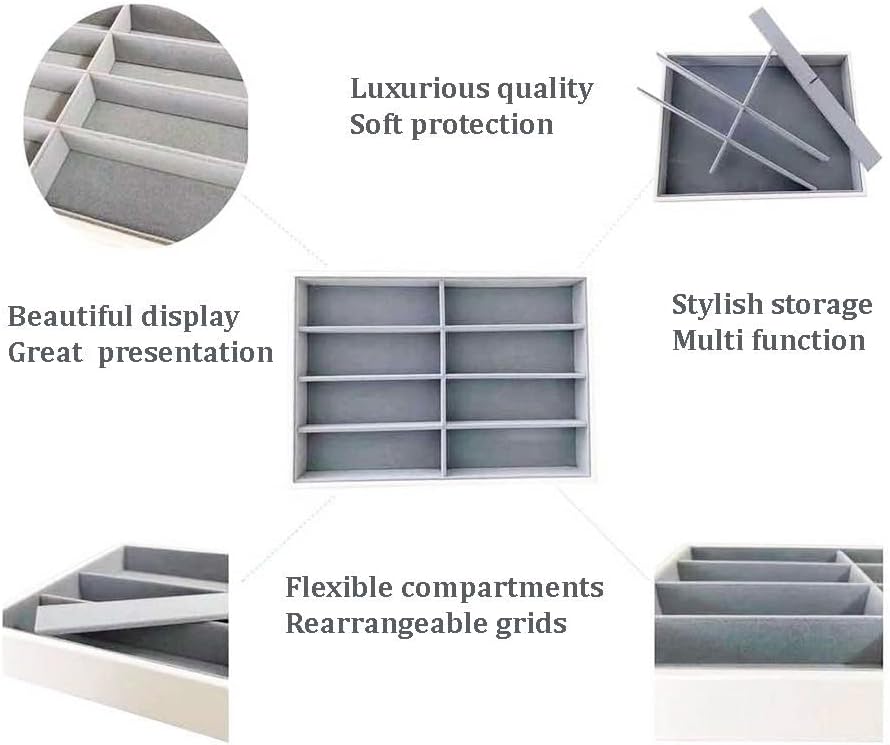 Premium Quality Sunglasses Tray Organizer Display PU Leather Exterior Soft Velvet Liner