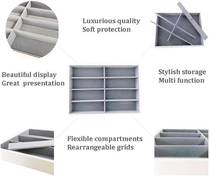Premium Quality Sunglasses Tray Organizer Display PU Leather Exterior Soft Velvet Liner