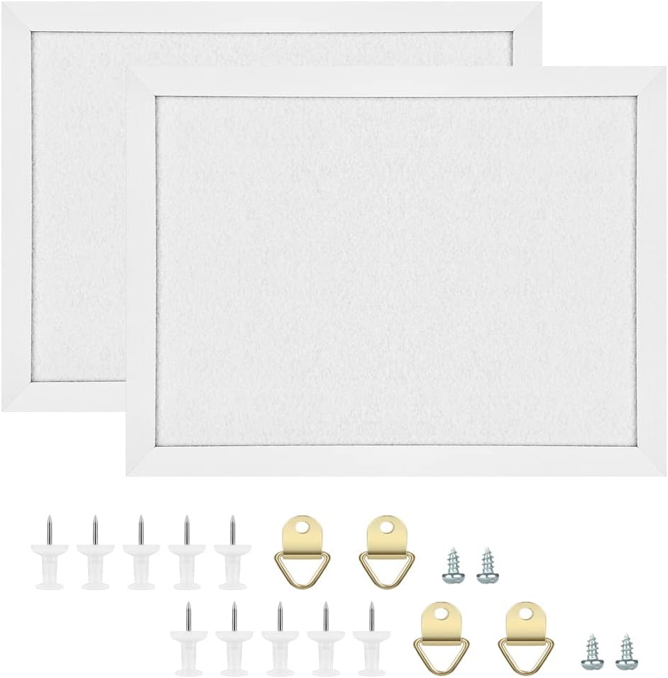 TORASO Cork Board Bulletin Board with Felt,Wood Framed Display Bulletin Board for Walls with Pins, Eye Bolts, gaskets, Screws, Pin Board for Office, School and Home(Black,1pc)