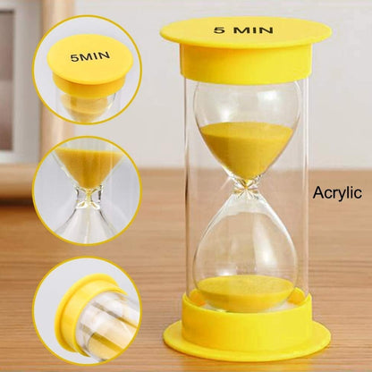 EMDMAK Sand Timer, Acrylic Hourglass Colorful Sandglass Timer 1 min/2 mins/3 mins/5 mins/10 mins/15 mins Sand Clock Timer for Games Classroom Home Office(Pack of 6)