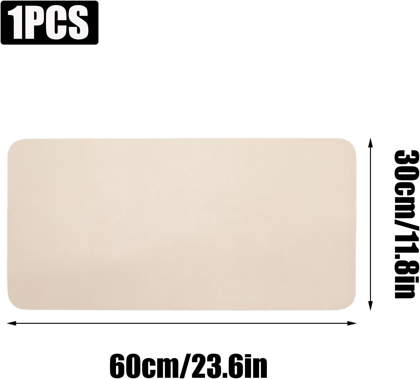 Double-Sided Keyboard Mouse Pad, 31.5"x15.7" PU Leather and Cork Desk Mat Large Overlocked-Edge Desk Pad with Matching Thread, Black