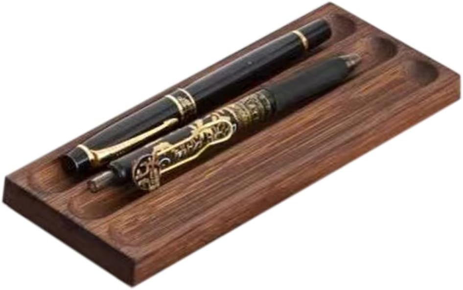 Pen holder Organizer of Office desks,Walnut Desk Pen Stand,Wave Pen Tray Accessory,Teacher Gifts,Suitable for School,Home,Desktop Art Accessories (Walnut, 5 Grid)