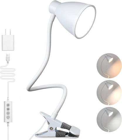 BOHON Clip on Light, 10W 38 LED Desk Lamp with Clamp, 5 Color 10 Brightness Auto Off Timer, Flexible Neck Clip Lamp, Desk Lights for Office Home Bed Bedside Reading, Bright Yellow