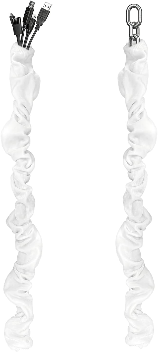 Chandelier Cord Cover Gray 2 Pack with Touch Fasteners,70.8inches Brushed Polyester Fabric Chain Sleeve for TV Cord Cover Decorative Wire Hider Easy Install Convenient for Wire Management