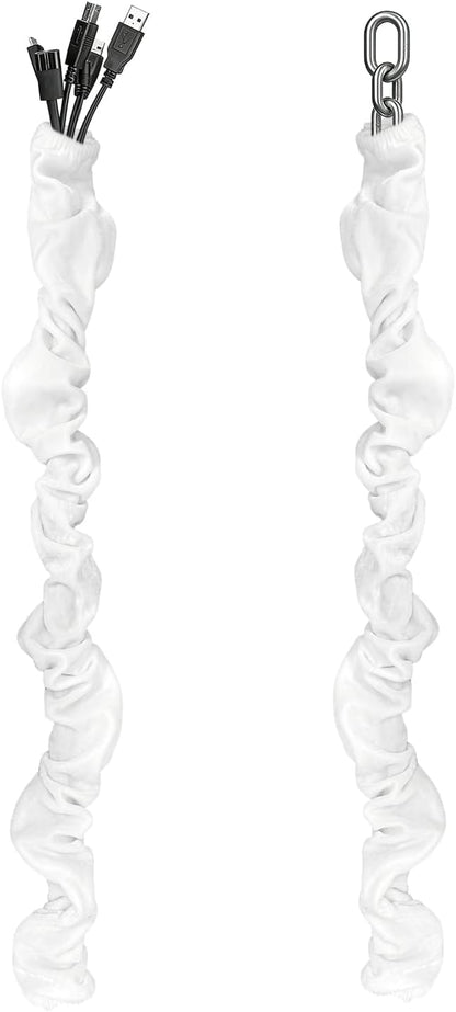 Chandelier Cord Cover Gray 2 Pack with Touch Fasteners,70.8inches Brushed Polyester Fabric Chain Sleeve for TV Cord Cover Decorative Wire Hider Easy Install Convenient for Wire Management