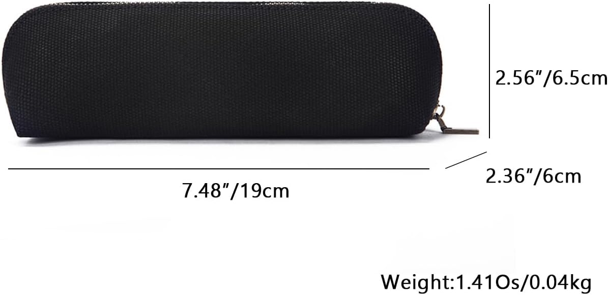 Canvas Pencil Case Cotton Canvas and Simple Multifunctional Pencil Bag Zipper Portable Storage (Black)