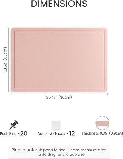 Fluxynara Bulletin Board, 23.6" x 17.5" Cork Board Alternative with 12 Safe Removable Adhesive Tabs, Foldable Felt Pin Board for Home Office, Classroom, Bedroom,Entryway for Walls—Sage