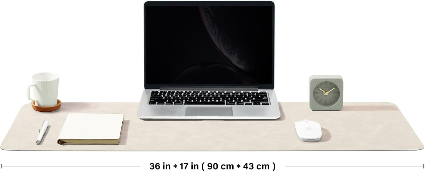 Distressed Leather Desk Mat - Non-Slip PU Desk Pad for Office and Home - Desk Organization and Accessories - Ideal for Large Mouse Pad and Desk Mats on Top of Desks(Tan,36"x 17")