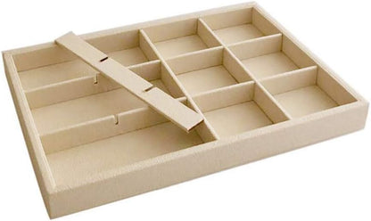 Velvet Sunglasses Organizer Tray 4 Slot, Stackable Eyewear & Glasses Display Case, Premium Beige Velvet, Scratch-Free Lining, Drawer Insert for Dressing Table Vanity Home Retail Trade Show