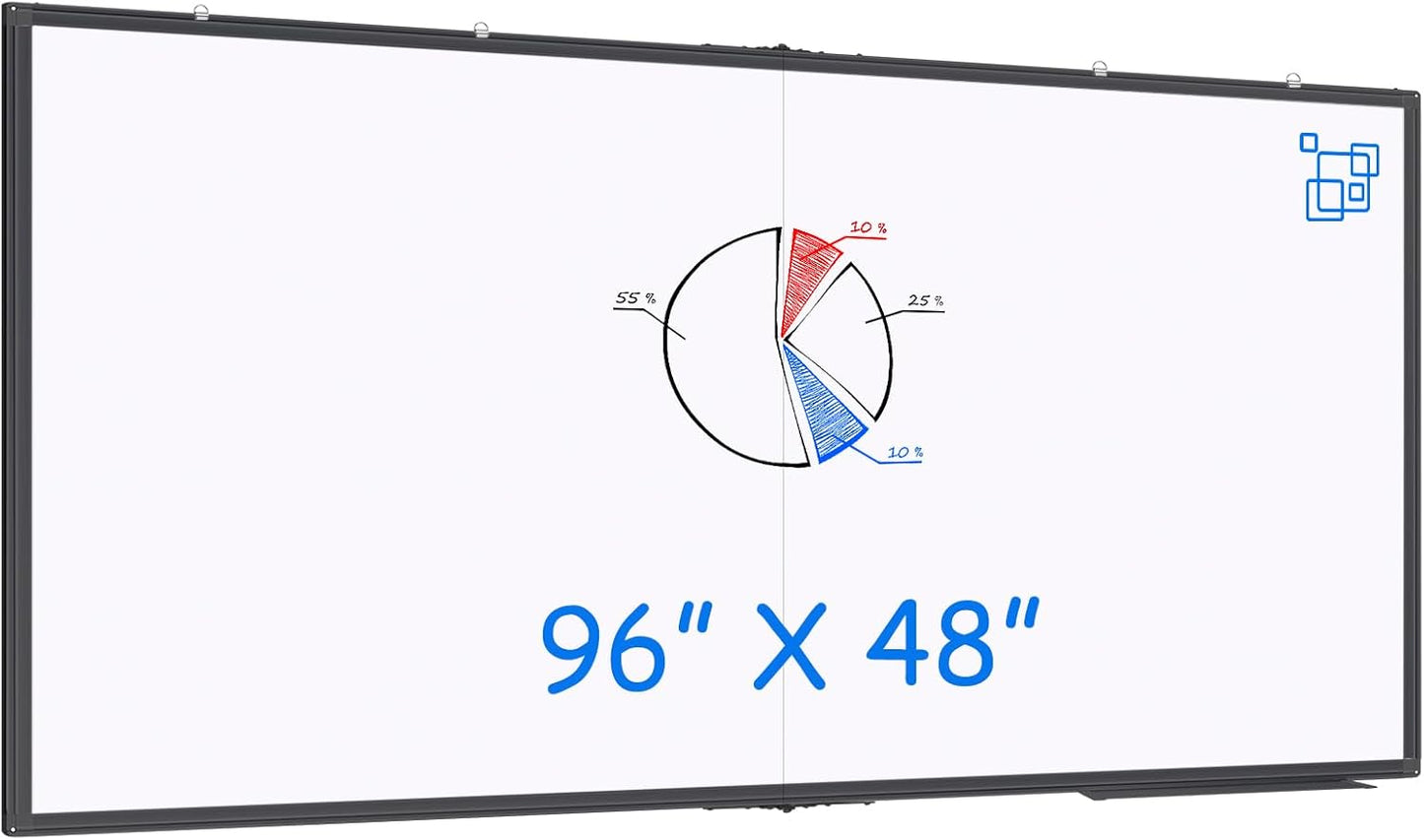 Magnetic White Board Dry Erase Board for Wall，72" x 40" Wall-Mounted Aluminum Frame Marker Board, Foldable Portable Whiteboard with a Long Pen Tray for School, Classroom, Office & Home