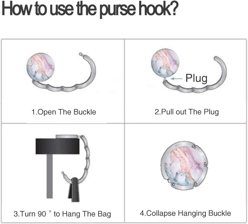 Bosketo Foldable Purse Hook Womens Bag Table Hanger Collection Desk Hooks for Purse (3pack Pretty Floral Hook)
