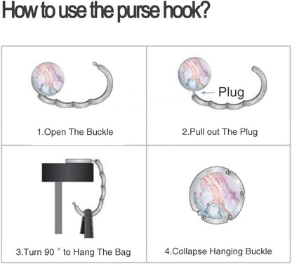 Bosketo Foldable Purse Hook Womens Bag Table Hanger Collection Desk Hooks for Purse (3pack Pretty Floral Hook)