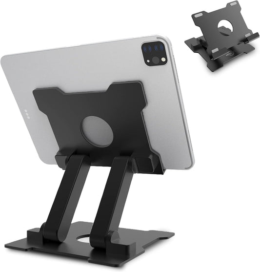 KABCON Quality Tablet Stand,Adjustable Foldable Eye-Level Aluminum Solid Up to 15-in Tablets Holder for Microsoft Surface Series Tablets,iPad Series,Samsung Galaxy Tabs,Amazon Kindle Fire,Etc.Silver