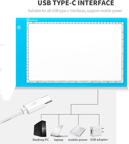XIAOSTAR Light Box Drawing Pad A5, Tracing Board with Micro USB Cord Charge Cable and Brightness Adjustable for Artists, AnimationDrawing, Sketching, Animation, X-ray Viewing (A5) Not Rechargeable