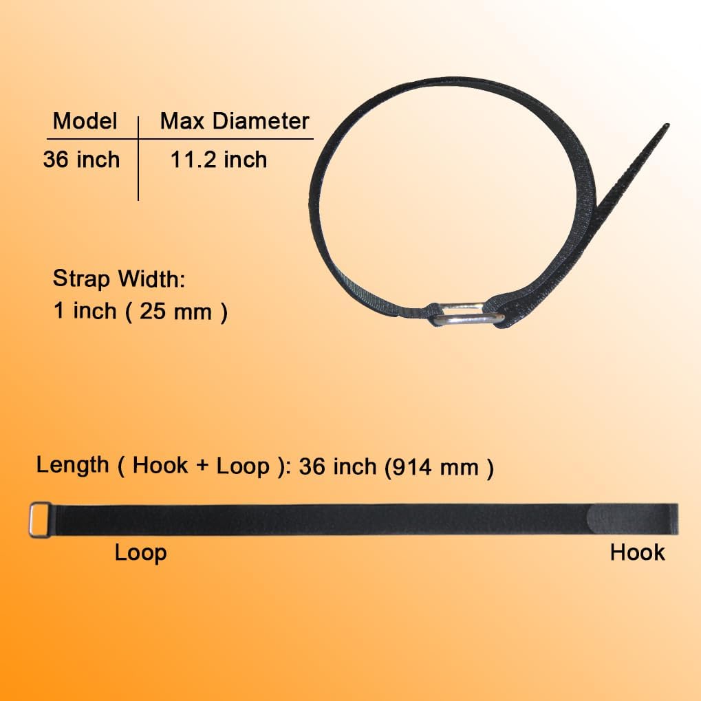 18 inch Extend Cable Strap and Adjustable Securing Strap with Buckle - 12 PCS Reusable Hook and Loop Fastening Nylon Cable Tie Wrap