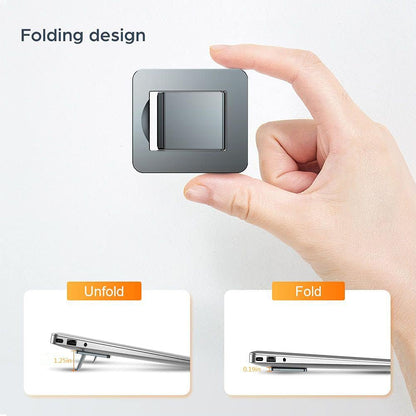 OATSBASF Mini Laptop Stand, Retractable Computer Stand, Portable Notebook Holder, Foldable Invisible Design Cooling Office Universal Non Slip, for MacBook Pro Air iPad Pro Air Surface Tablets (Silver)