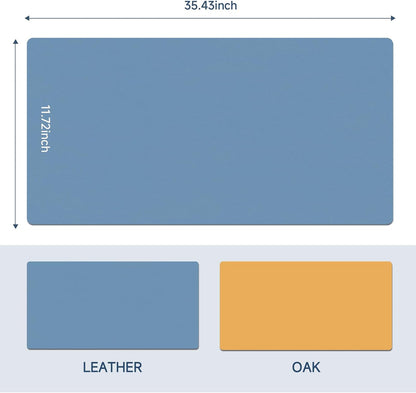 Double-Sided Desk Pad - 35.4" x 17.7" Leather Desk Mat, Eco-Friendly Cork Desk Protector, Waterproof Large Mouse Pad, Durable Desk Blotter for Office (Green)