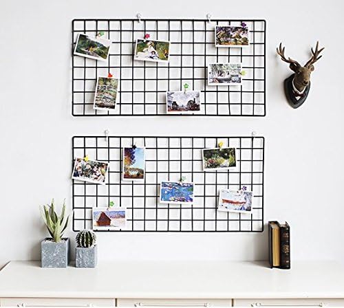 Kaforise Wire Wall Grid Panel, Multifunction Painted Photo Hanging Display and Wall Storage Organizer, Pack of 2, Size 31.5" x 15.8", Black