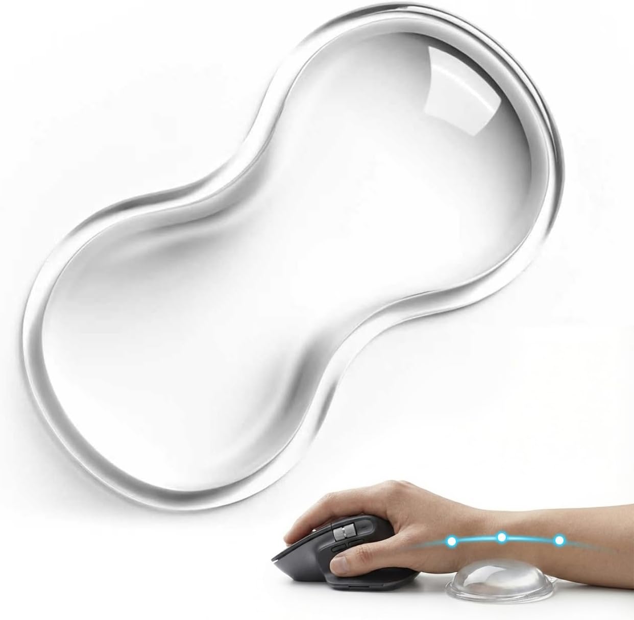 Mouse Wrist Rest Pad, Gel Mouse Wrist Rest, Comfortable Cool Silicone Gel Ergonomic Cushion,Non-Slip Base Wrist Support Cushion for Gaming, Computers, Laptops, Office Transparent