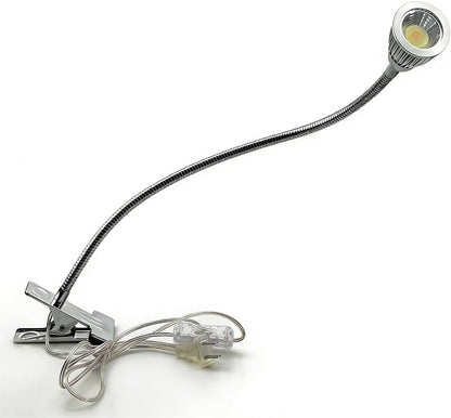 QUANS 5W 3 Colors LED COB Clip on Light Black 19.68 INCH 50 CM Tube Desk Flexible Table Bed Lamp Work Home Design Lighting 110V 220V 85-265VAC with US Plug Switch on Off 500LM (Black)