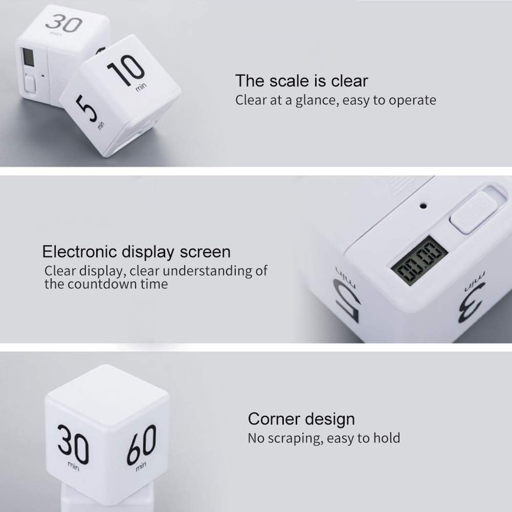 Cube Timer, Rotation Timer, 1/3/5/10 Min and Custom Countdown, Productivity Timer with Adjustable Volume, Gravity Sensor Flip Timer, Management Timer for Home Office Kitchen