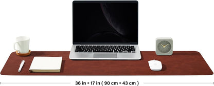 Distressed Leather Desk Mat - Non-Slip PU Desk Pad for Office and Home - Desk Organization and Accessories - Ideal for Large Mouse Pad and Desk Mats on Top of Desks(Tan,36"x 17")