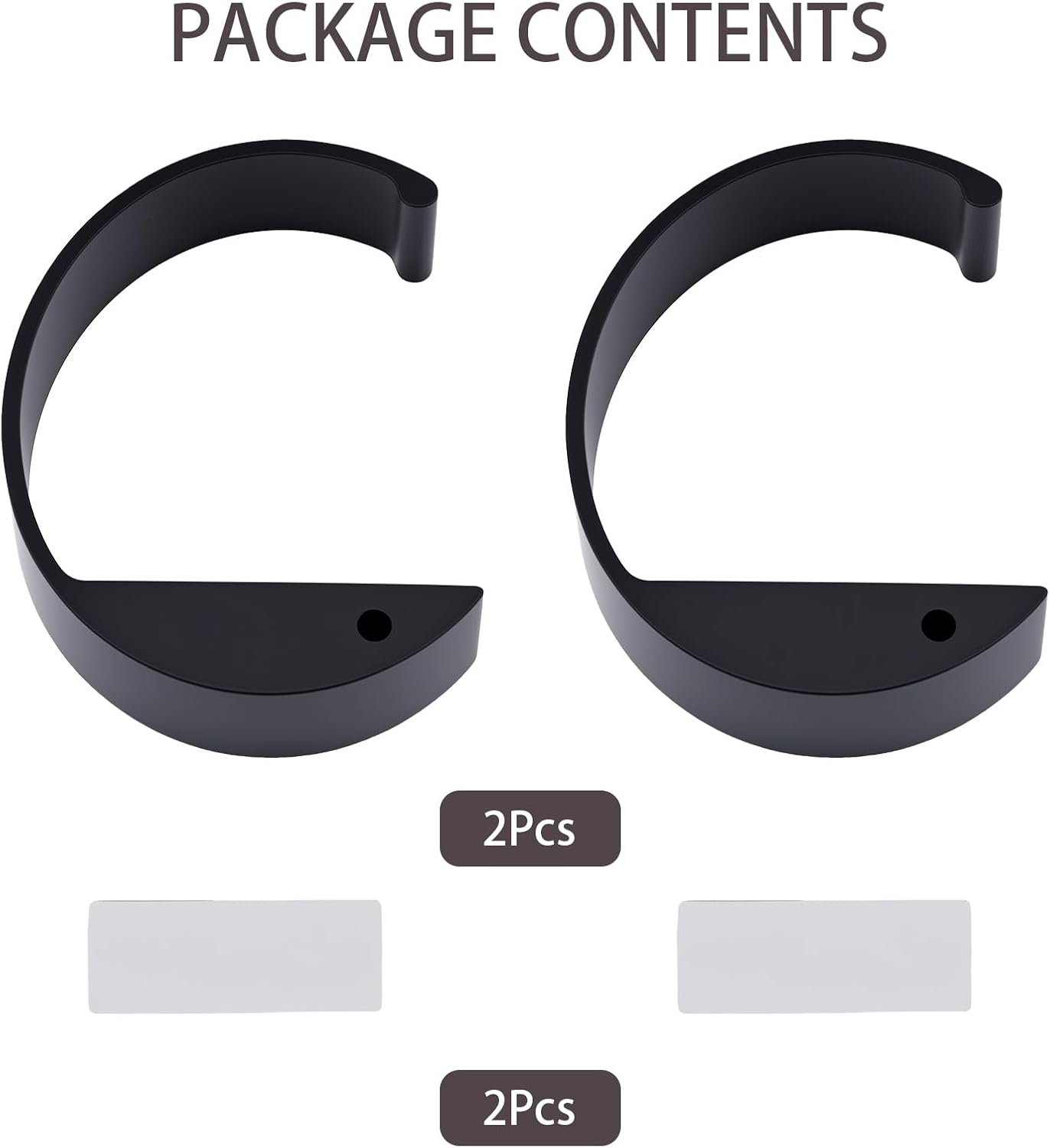 2PCS C Shape Purse Hook for Table, Portable Desk Handbag Hanger, Non-Slip Heavy Duty Bag Holder for Office and Dining Use，High-Strength Aluminum Alloy Material (2 Black)