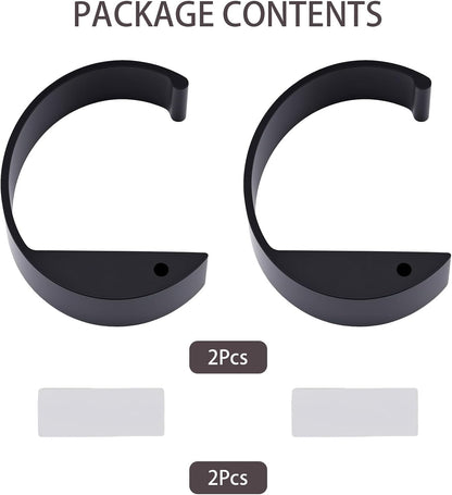 2PCS C Shape Purse Hook for Table, Portable Desk Handbag Hanger, Non-Slip Heavy Duty Bag Holder for Office and Dining Use，High-Strength Aluminum Alloy Material (2 Black)