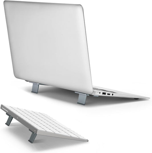 OATSBASF Mini Laptop Stand, Retractable Computer Stand, Portable Notebook Holder, Foldable Invisible Design Cooling Office Universal Non Slip, for MacBook Pro Air iPad Pro Air Surface Tablets (Silver)