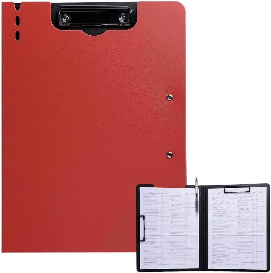 FRETONBA Clipboard Folder, A4 Foldable Clipboard with Horizontal and Vertical Double Metal Clips, 360 Degree Foldable Binder Clipboards with Pen Holder, File Cover Work Folder Clipboards, Blue