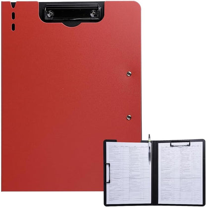 FRETONBA Clipboard Folder, A4 Foldable Clipboard with Horizontal and Vertical Double Metal Clips, 360 Degree Foldable Binder Clipboards with Pen Holder, File Cover Work Folder Clipboards, Blue