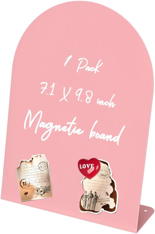 Magnet Board - Pink, 7.1 x 9.8 x 2.4 in, Standing Magnetic Board for Desk, Magnetic Display for Memos, Photos & Documents, Bulletin Board for Home Office School Kitchen Table Supplies(PK-GX1825-1P)