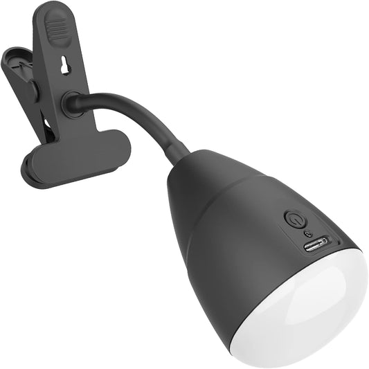 Clip on Light, Rechargeable Desk Lamp, 10 Brightness Levels, 3 Color Modes, 5000mAh Battery Operated, Cordless Reading Lamp with Clamp for Bed, Headboard, Bedside Table