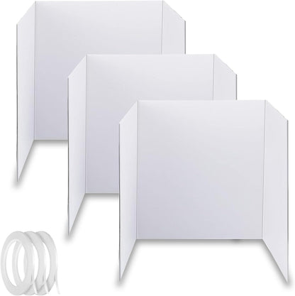 3-Pack Black Trifold Display Boards, 24 x 16 Inches Tri-Fold Corrugated Presentation Boards for Classroom Projects, Science Fairs, Business Events, and Exhibits